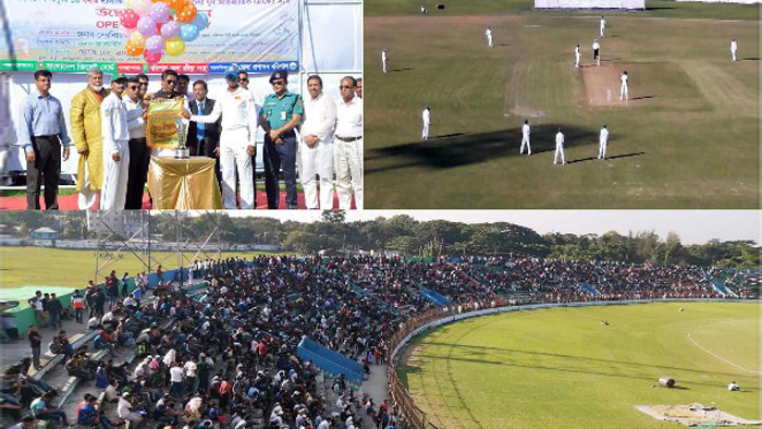 বরিশালের মাঠে বাংলাদেশ-শ্রীলঙ্কার অনুর্ধ ১৯ দলের ক্রিকেট ম্যাচ