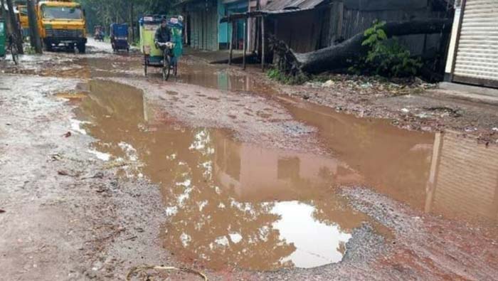রায়পুর পৌরসভার সড়কের বেহাল অবস্থা