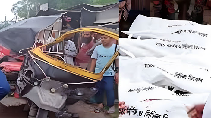 ফরিদপুরে বাস ও মাহিন্দ্রের সংঘর্ষে নিহত বেড়ে ৫