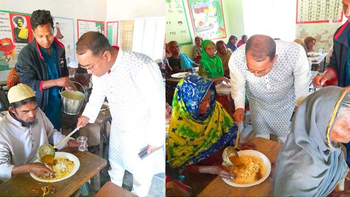 ধামইরহাটে তিন বছর ধরে ভিক্ষুকদের জন্য গরু-খাসির ভোজ, ব্যতিক্রমী উদ্যোগ মানবসেবার