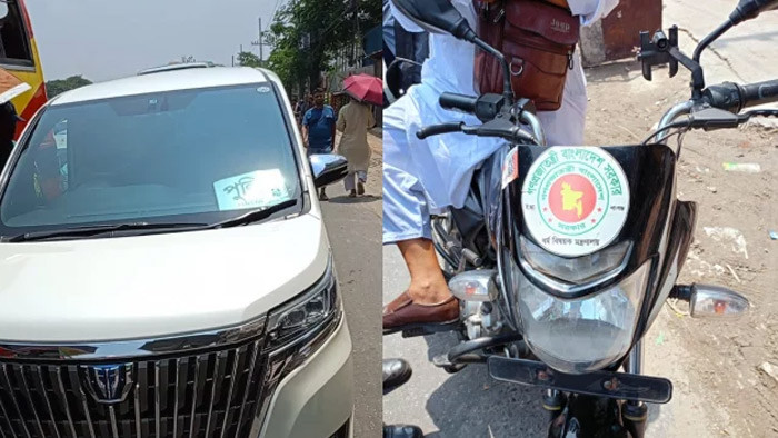 স্টিকার ব্যবহার করা গাড়ির বিরুদ্ধে অভিযান শুরু