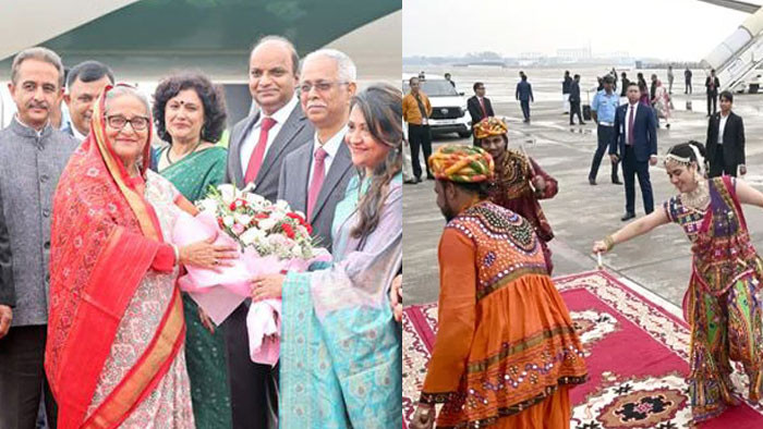 দ্বিপক্ষীয় রাষ্ট্রীয় সফরে নয়াদিল্লিতে শেখ হাসিনা